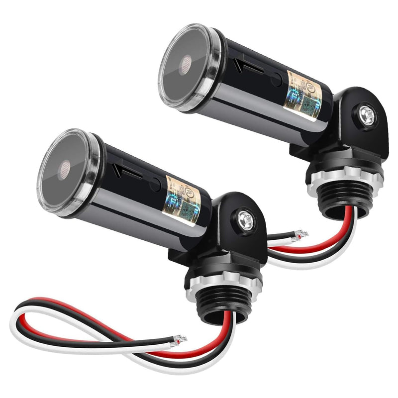 Greluma 2Pcs Dusk to Dawn Photocell Sensor Switch Photoelectric Switch Waterproof IP65 Photocell for Outdoor Lights 110V 120V 220V 240V Input
