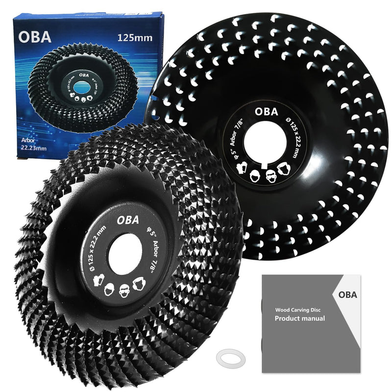 OBA Wood Carving Disc for Angle Grinder 125mm, 2Pcs Angle Grinder discs for Carving Grinding Shaping Modeling Material Removal