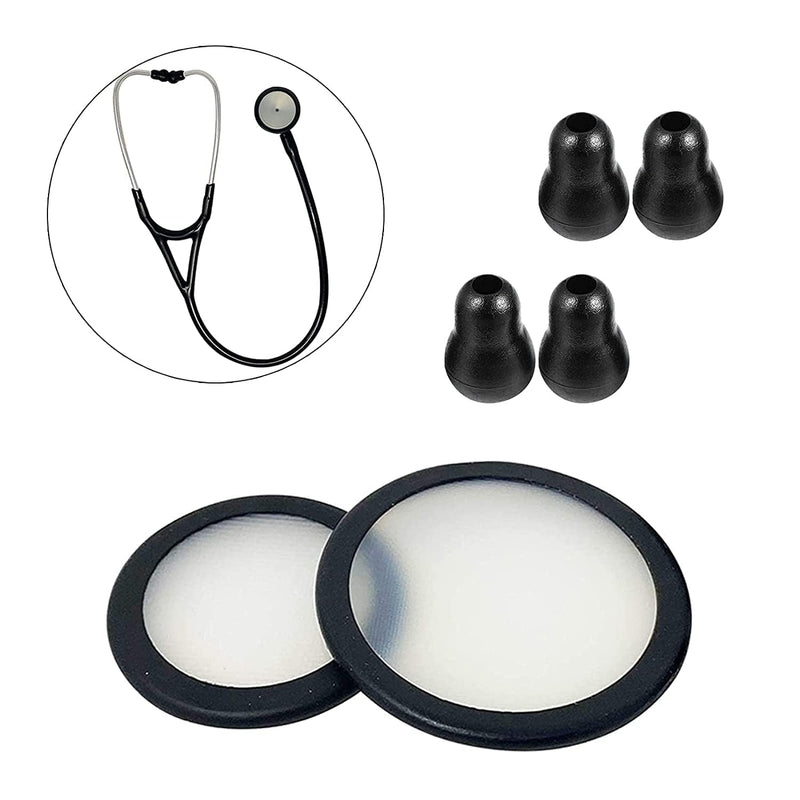 [AUSTRALIA] - Replacement Accessories Kit Fits Classic 3, Cardiology 3 & Cardiology 4 Stethoscope for Littmann Stethoscope Replacement Parts & Stethoscope Bell Diaphragm Cover and Eartips Replacement Parts (Black) 