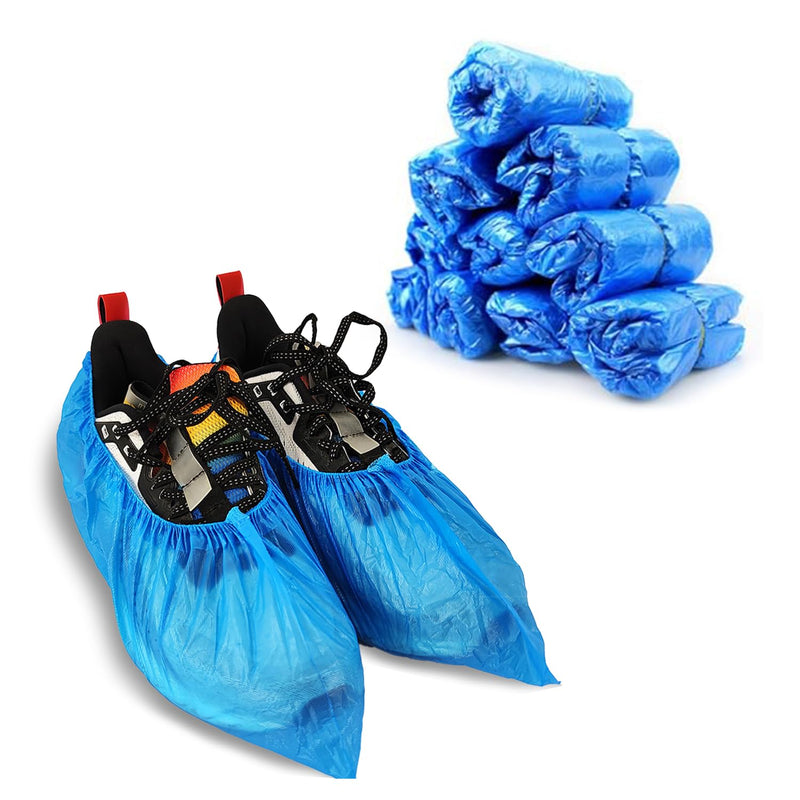 Shoe Covers, Pack of 100 Blue Overshoes, PE Shoe Covers, Universal Size Overshoes, Shoe Covers to Keep Shoes/Floors/Carpets Clean and Tidy