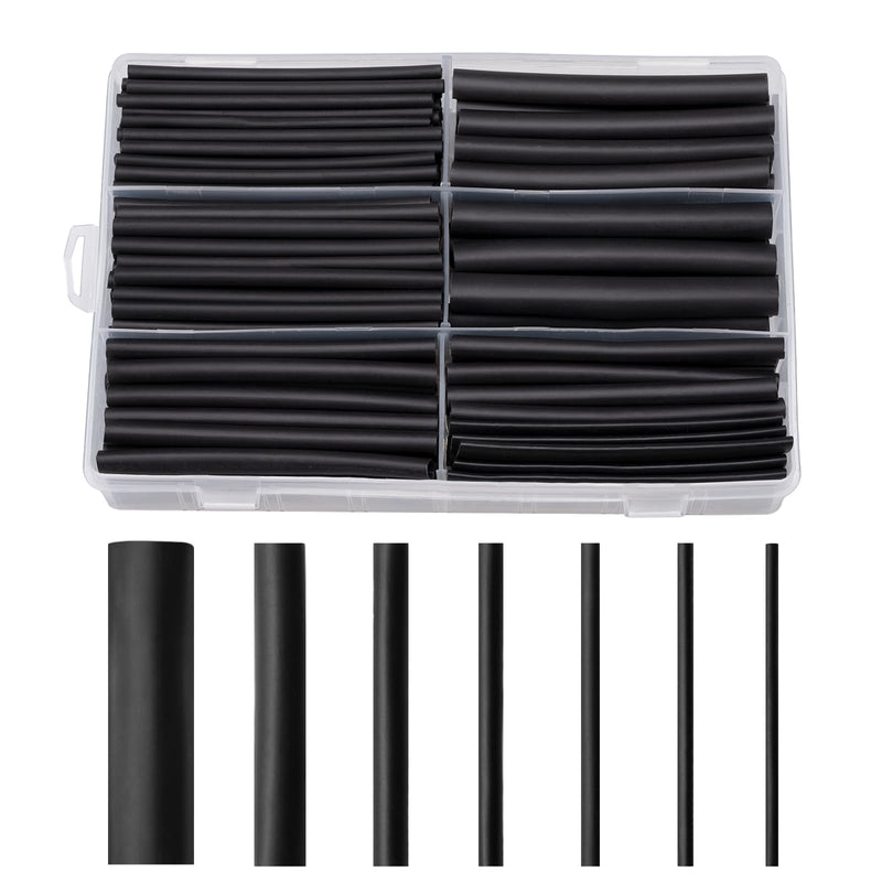Heat Shrink Tubing Set, 200 Pieces, 9 cm, Black, Heat Shrink Tubes, Waterproof 3:1 Heat Shrink Tube Assortment, 2.4-19.1 mm for Cable Insulation, Charging Cable 9 cm Black (200 Pieces)
