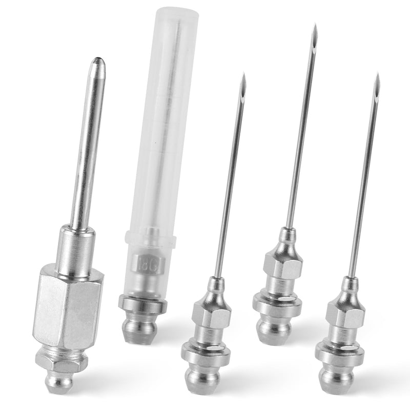 4pcs Grease Needle Nozzle, Bearing Grease Injector Needle with NPT Threaded Narrow Needle Grease Adapter Grease Nozzle Tip for Injecting Grease Dispenser Fitting Tool into Small and Confined Spaces