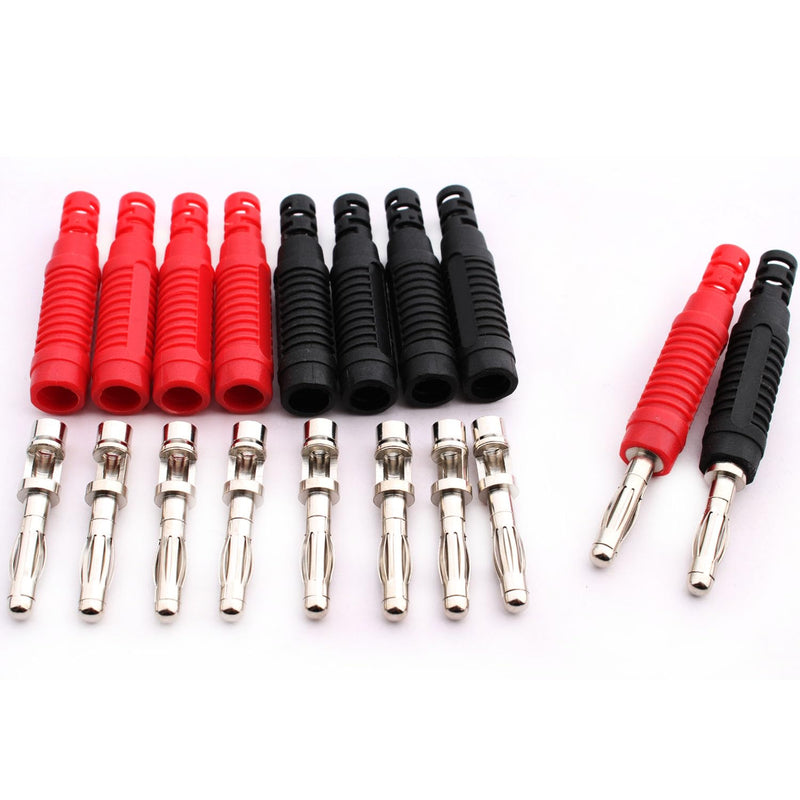 RUNCCI-YUN 10Pcs 4mm Banana plug Solder DIY Banana Plug Male Connectors Adapters for Multimeter Test Leads Probes(Black/Red)