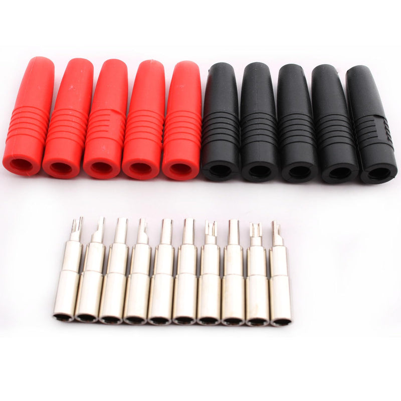 RUNCCI-YUN 10Pcs Insulated Female Banana Plug Solder Banana Plugs socket for Male Banana Plug Cable Connector（Black/Red）