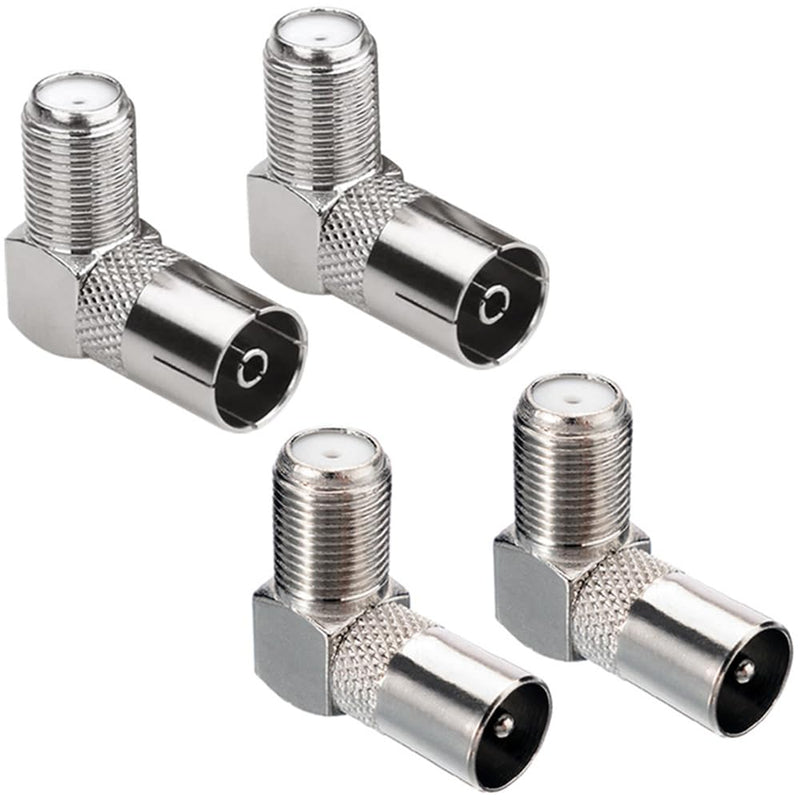 [AUSTRALIA] - Greluma 4pcs 90 Degree F Type Female to PAL Male/Female Right Angle Satellite Antenna RF Coaxial Adapter F TV Connector Angle-4 