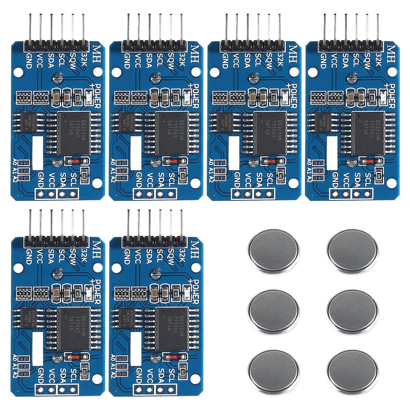 [AUSTRALIA] - APKLVSR Real-Time Clock RTC Module Compatible with I2C Real Time Clock, Clock Module I2C RTC Module for Arduino and RPi with Battery (Pack of 6) 