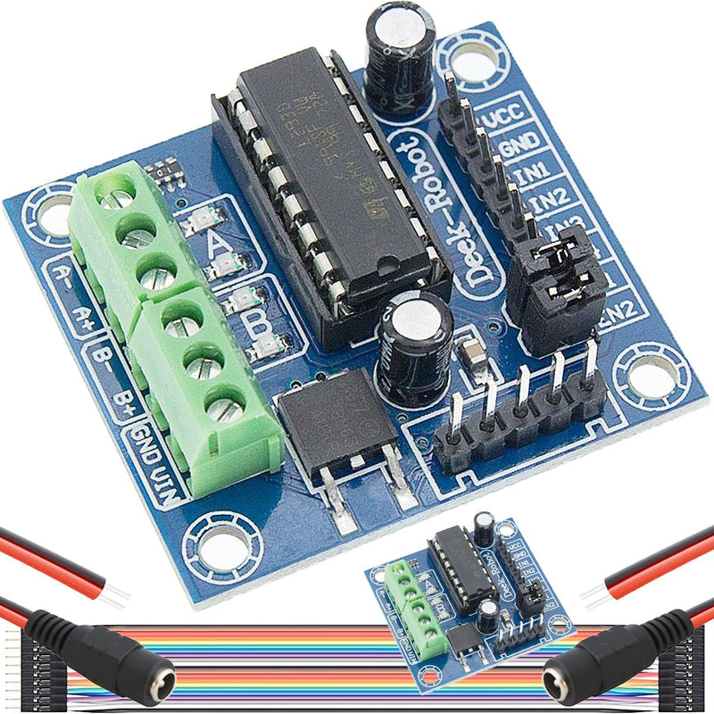 Motor Driver L293D 4 Channel Mini Motor Drive Expansion Board Motor Forward and Reverse Control PWM Speed Regulation DC 4.5V-36Vwith DC Female Cable Dupont Cable, 2 pcs