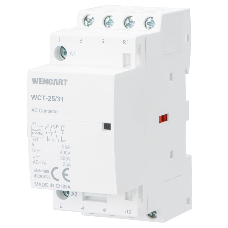Wengart Household Contactor WCT-25, 3NO1NC, AC230V 25A, Precise Control, High Efficiency and Energy Saving Improve the Efficiency of the Electrical System