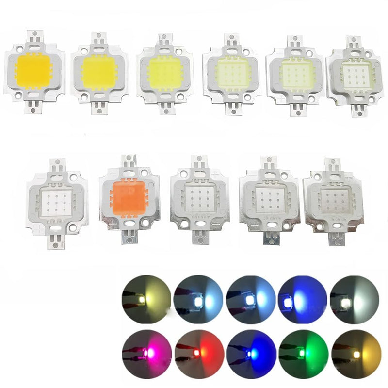 Vrabocry Pack of 2 10W High Power LED Chip Green 520nm-525nm 900mA DC 9V-11V 10W SMD COB Light Emitter Components Diode 10W Bulb Lamp Beads DIY Lighting Green 520 Nm