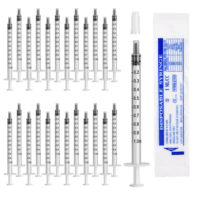 [AUSTRALIA] - Pack of 24 1 ml Syringes Colostrum Syringe Without Needle Dosing Syringe with Cap for Measuring Liquids for Labs, Colostrum Syringe for Watering Plants, White 24 Stück 