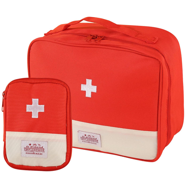 JDBlissful Medicine Bag, Travel Pharmacy Bag, Pack of 2, Large Capacity, Waterproof Emergency Bag, Empty First for Portable Medicine Bag for Home, Office, Portable Medical Bag - Red, Casual