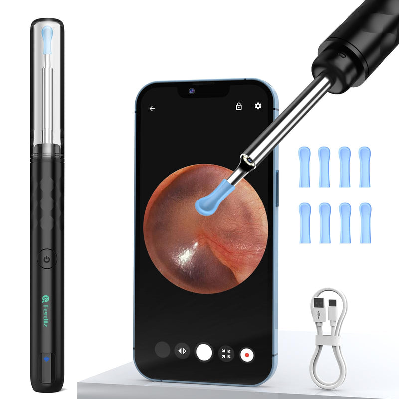 [AUSTRALIA] - Earwax Remover Otoscope, Ferdiiz 1080P WiFi Direct Connection Ear Cleaner, IP67 Waterproof Ear Cleaner for Adults, 3.5 mm Otoscope for iPhone, iPad and Android Smartphones (Black) Black 
