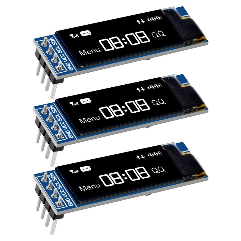 APKLVSR 3pcs 0.91 Inch I2C Display Module, IIC I2C Display OLED Display Module 128 x 32 3.3 V/5 V for Arduino and Other Microcontrollers (White)