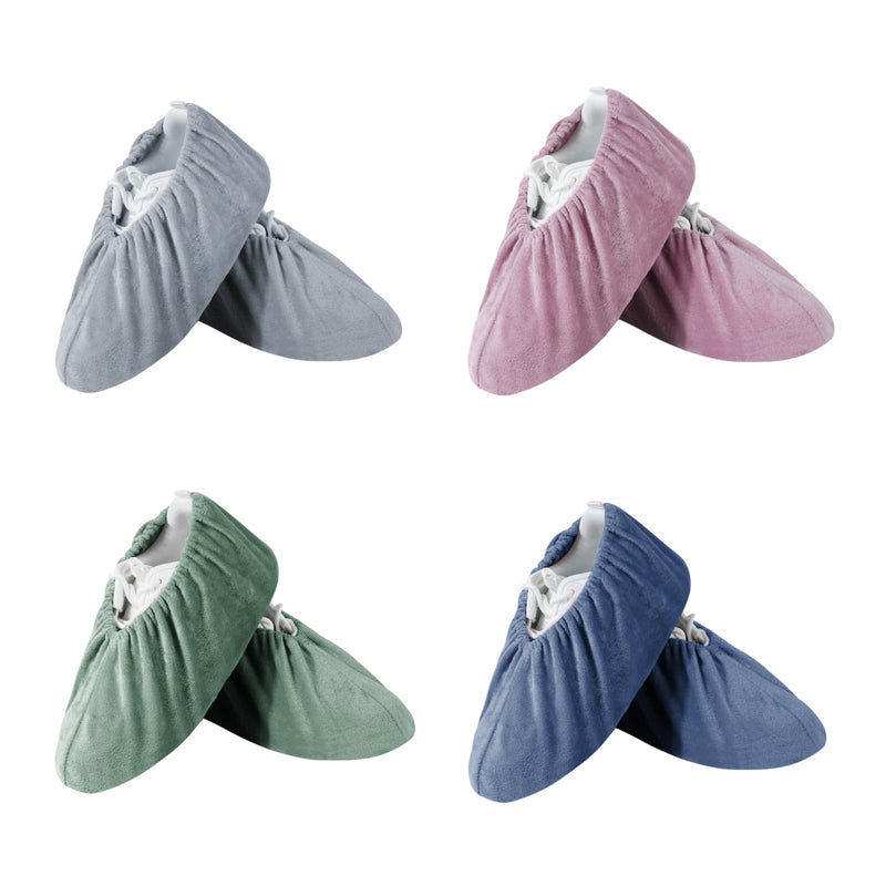 Wekuw Shoe Covers, 4 Pairs Thickened Overshoes, Reusable Overshoes, Non-Slip Overshoes, Washable Guest Shoe Covers, for Most Adults, Unisex (36-44, 4 Colours)