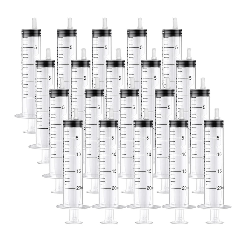 20 x 20 ml syringes, sterile syringes with lid, plastic syringe for oil, brake fluid, reusable plastic syringe for small pet feeding, engine oil or brake fluid 20 Stück 20 ml.