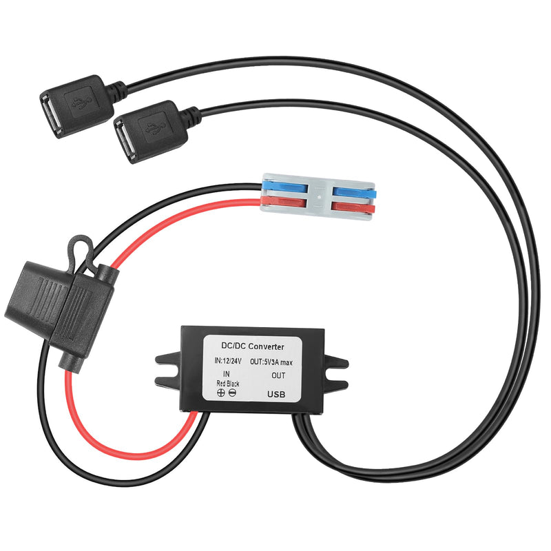 15W Dual USB Car Charger 8-32V to 5V 3A DC-DC Converter, Waterproof Voltage Regulator for Truck/RV/Boat/Heavy Equipment(CE Certified) Black 8-32V to 5V3A Dual USB