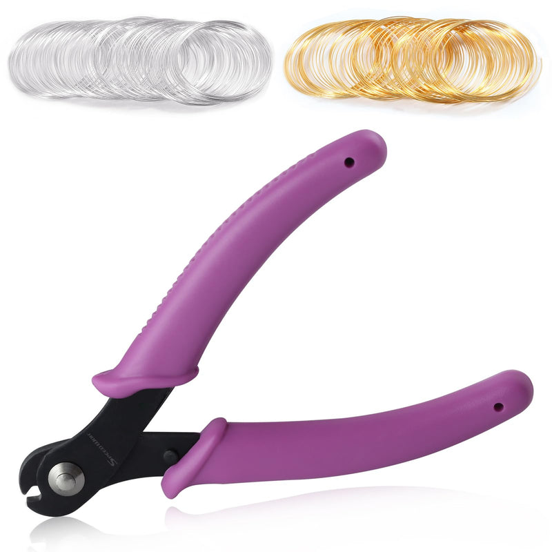 SPEEDWOX 5 Inch Memory Wire for Cutting Pliers 200 Buckles Storage for Jewelry Making Gold Silver Buckle Hobby Work Tool 5" Cutters with Memory Wire Set