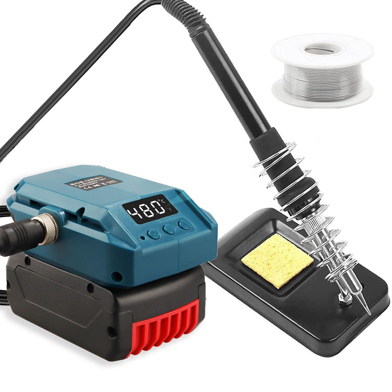 TPDL Battery Soldering Iron for Bosch Professional 18 V System GBA Battery, 60 W Cordless Soldering Iron Adjustable Temperature 51-480 °C with On/Off Switch, 25 g Soldering Wire, Soldering Iron Stand For Bosch Pro BAT battery