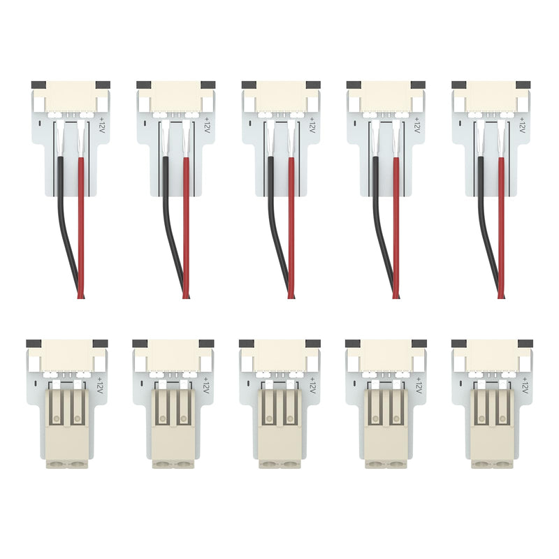 Obeaming Soldeerloze Snelle 2-Pin Strip Connector 8 mm Extension for 5 V 12 V 24 V Enige Kleur SMD 3528 2835 Jelly Stroo Lights Pack of 10