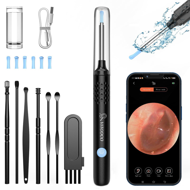 VITCOCO WI-FI 1080P Ear Wax Remover Otoscope, IP67 Waterproof Ear Cleaner for Adults, Ear Cleaning for iPhone, iPad and Android Smartphones