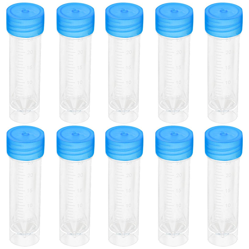 FERCAISH Pack of 10 Sample Tubes with Blue Screw Lid, 30 ml Sample Tube, Disposable Urine Tubes, Plastic Marker, Test Tubes, for Laboratory and Hospital
