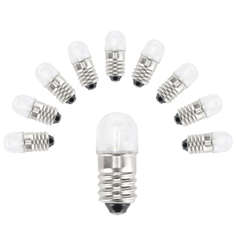 Pack of 10 AC E10 220 V LED Bulbs Replacement Bulbs 1 W 65 LM Miniature Screw Bulbs (220 V Cool White) 220 V Cool White