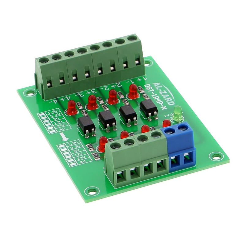 Funduino Optocoupler NPN 4-Channel, DST-1R4P-N, High Performance Optocoupler Module for Isolation and Signal Transmission, Voltage 1.8V 3.3V 5V 12V 24V (5V to 12V) 5 V to 12 V