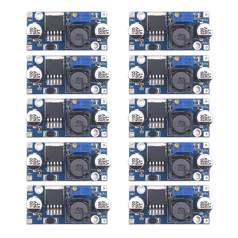 Step Down Converter Binghe Pack of 10 DC-DC 3A Buck Converter, Step-Down Converter Module, Voltage Regulator, Adjustable Power Supply Downward Module, 3.2-46 V to 1.25-35 V Adjustable Power Supply