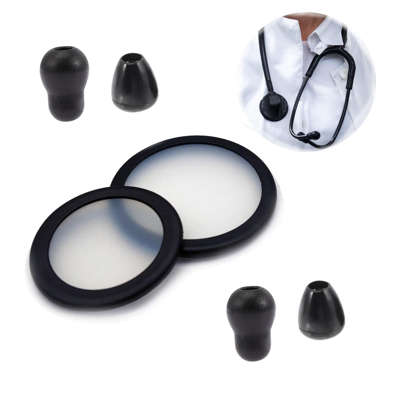 CHENNAN Replacement Accessories for Stethoscopes, 1 Set Stethoscope Accessory Set, 4 Pieces Silicone Stethoscope Earplugs and 2 Pieces Stethoscope Replacement Parts Replacement Membrane Stethoscope