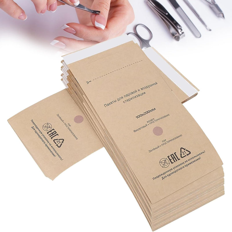 Esshogo Sterilisation Bags, Dental Self-Sealing Bags, Disposable Sterilisation Bag, 100 x 200 mm, Pack of 50