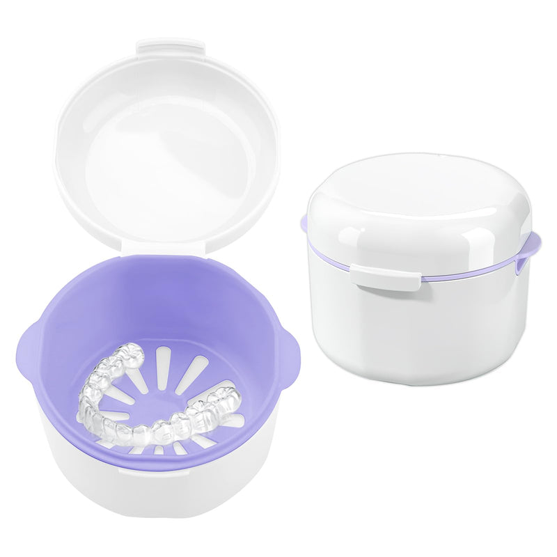 Braces Storage Box with Basket - Portable and Elegant Silicone Interdental Holder - Orthodontic Box for Toothbrush Box - Mouth Guard Storage Box White