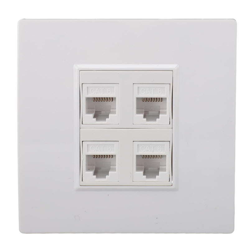 Ethernet Wall Plate 4 Port Cat 6 Ethernet Wall Socket Socket to Female Network Wall Plate Compatible with CAT5 CAT5E CAT6A Keystone Inline Coupler Wall Plate Devices