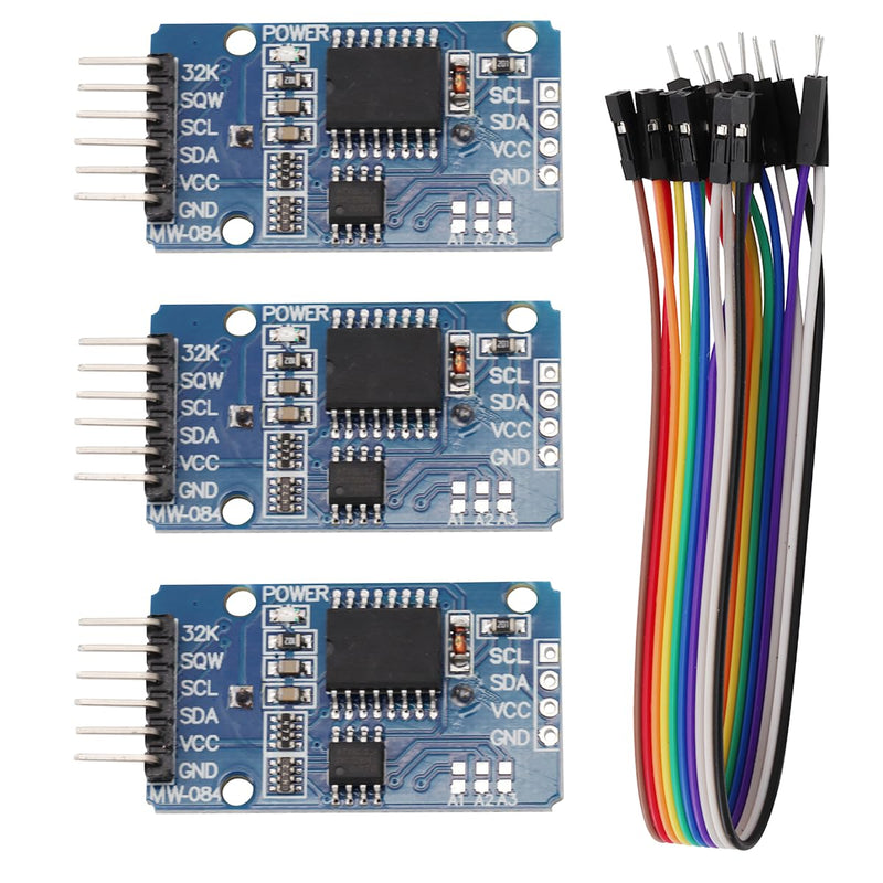 Heevhas Real Time Clock Module RTC Module DS3231 AT24C32 High Precision Clock Module IIC Module Memory Module + 10P Cable (Pack of 3)