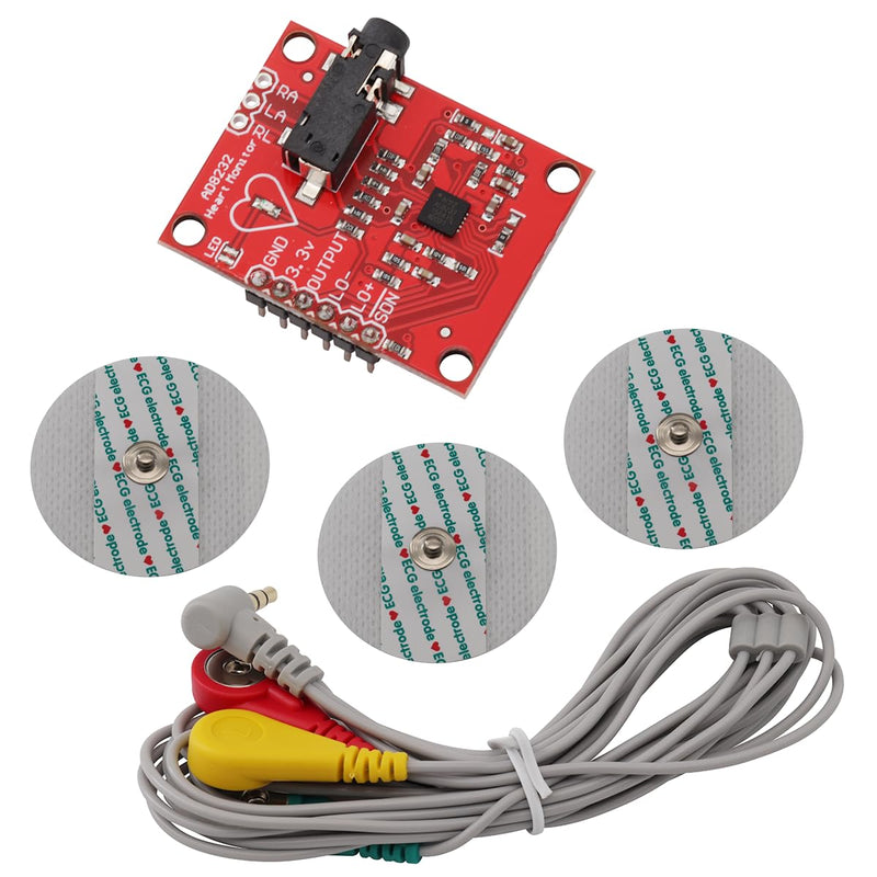 Heevhas ECG Module AD8232 ECG Measurement Pulse Heart Rate Monitor Module Kit ECG Monitoring Sensor with Cable