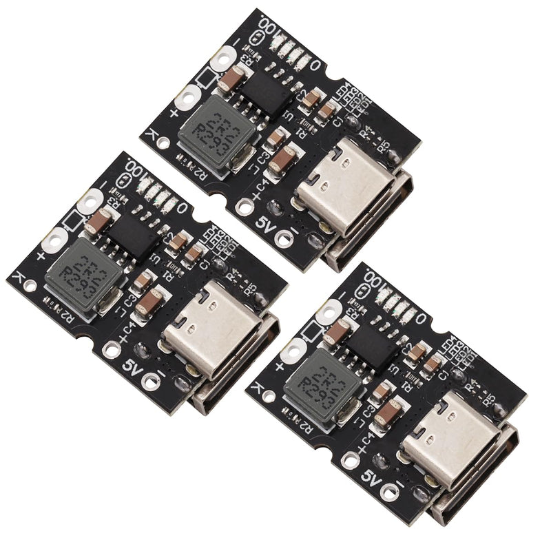 Heevhas 5V 2A Type-C USB Boost Step-Up Power Supply Module High Precision Lithium Battery Charging Protection Converter Boost Integrated Discharge Module (Pack of 3)