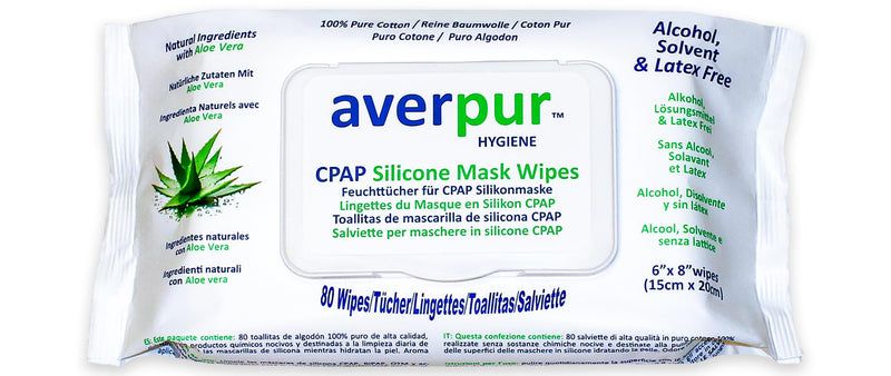 CPAP Cleaning Wipes, 80 averpur ™ Mask Wipes with Aloe Vera, 100% Pure Cotton 1