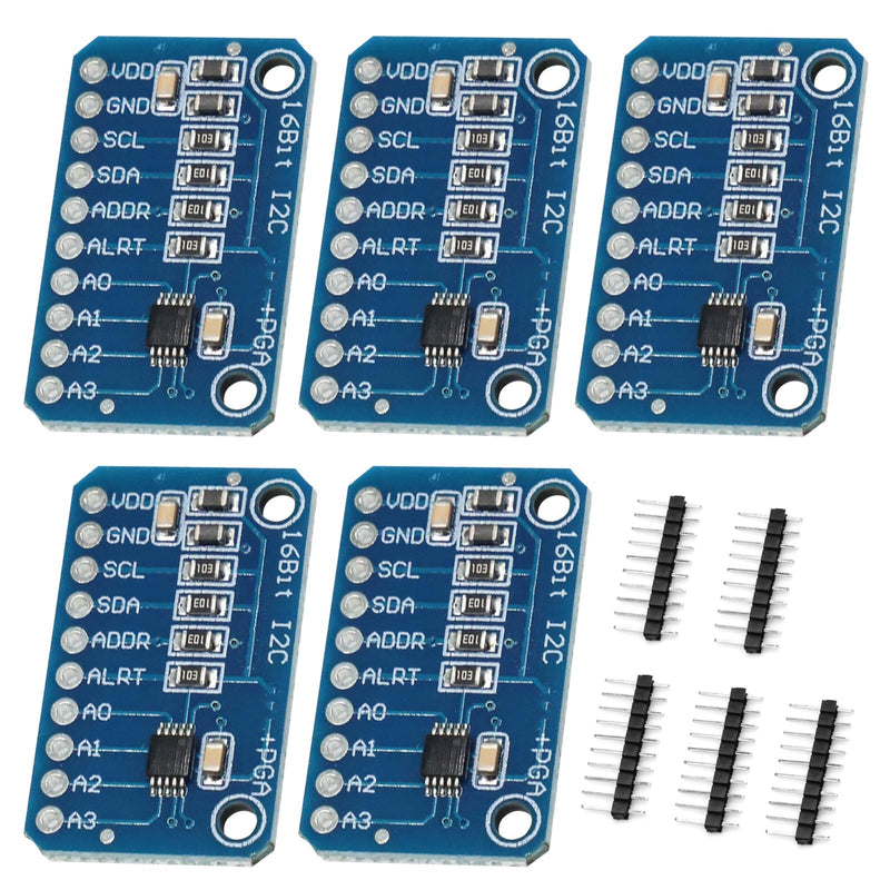 [AUSTRALIA] - QIQIAZI 5 Pieces 16-bit 4-Channel ADC for Analog to Digital Converter Arduino Compatible Development Board Module Analog to Digital Converter 