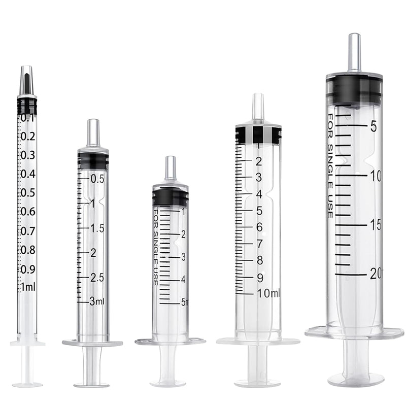 [AUSTRALIA] - Pack of 15 Syringes, 1 ml, 3 ml, 5 ml, 10 ml, 20 ml, Reusable Syringe, Dosing Syringe, Wind-Up Syringe Without Needle, Tools for Versatile Applications, Laboratories, Animal Feeding, Plant Watering 