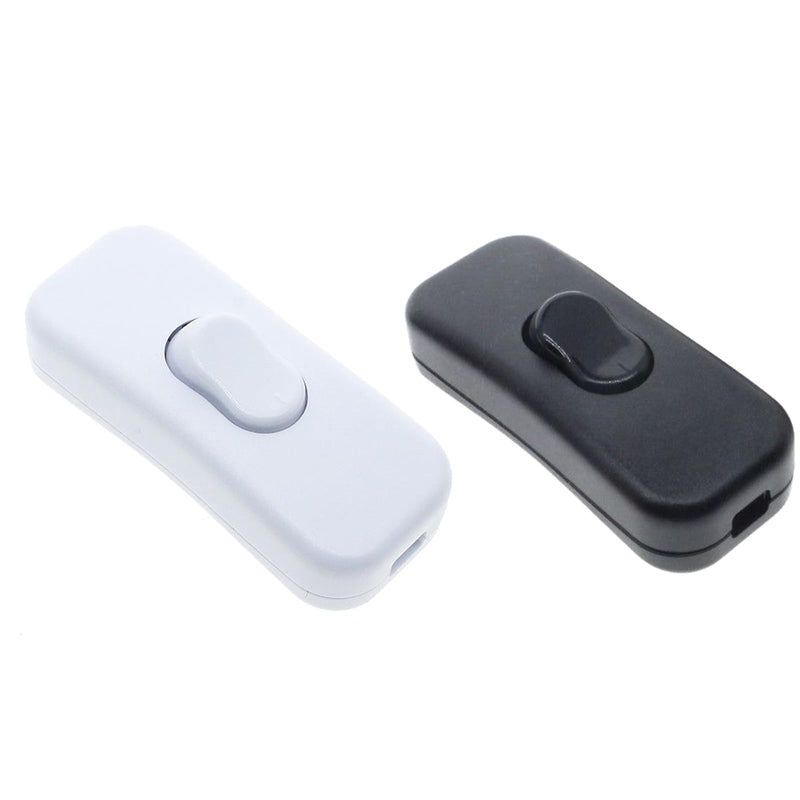 Powice 2 pieces intermediate switch, cord switch, 230 V, cable switch, suitable for 2 and 3-core power cables and small devices or lights toggle switch, (white + black) 2 Stück White+Black