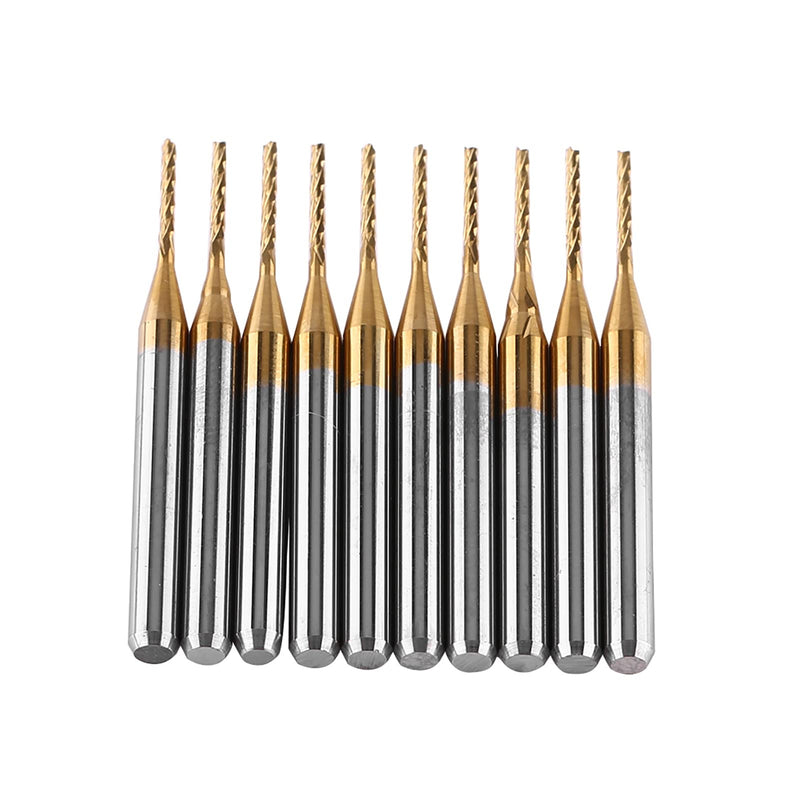 End Mill 1 mm, 10 Pieces Metal Cutter Engraving Bits Milling Tool Tungsten Carbide Cutter Drill Bit Set for Plastics Stainless Steel Copper