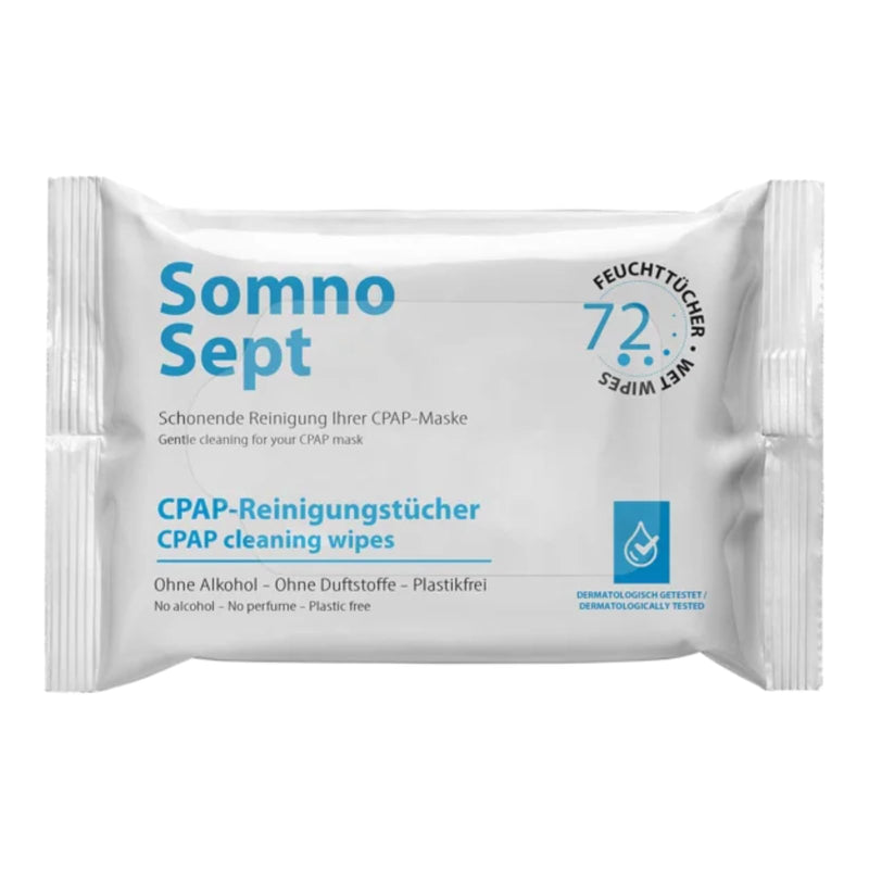 CPAP Cleaning Cloths - SomnoSept Pack of 72 - Quick Cleaning of CPAP Mask - for Good Mask Fit - Soft Cloths Made of 100% Viscose - Odourless - Dermatologically Tested