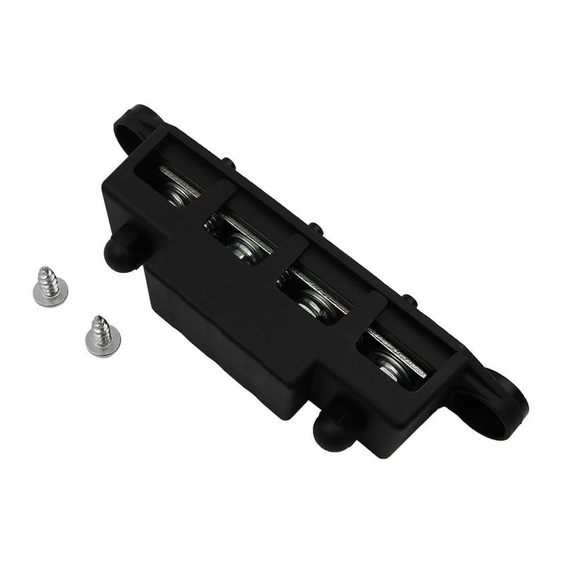 FONGKNOX 12V to 48V 250A Busbar 4 Way 4 Port Distribution Block M8 (5/16") with Black Cover Negative Terminal Stud for Cars Vans RV Trucks Boats Yachts