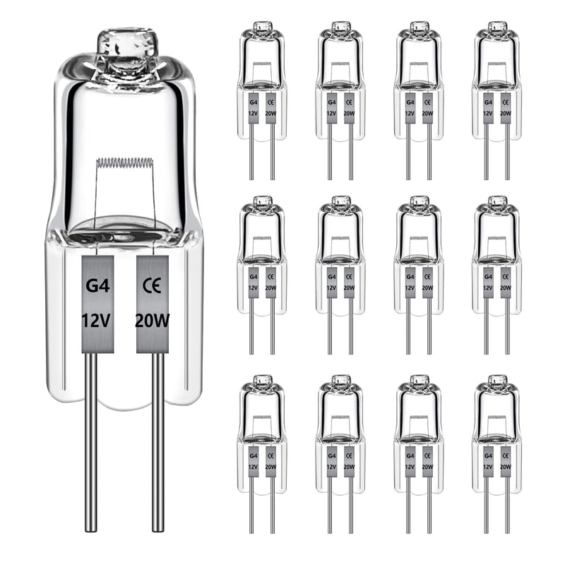 [AUSTRALIA] - Pack of 12 G4 Halogen Light Bulbs 20 W 2700 K Warm White 240 lm Halogen Bulb G4 20 W 12 V to 300 C Halogen Dimmable Warm White for Cooker Hoods, Ovens, Microwaves 20w 