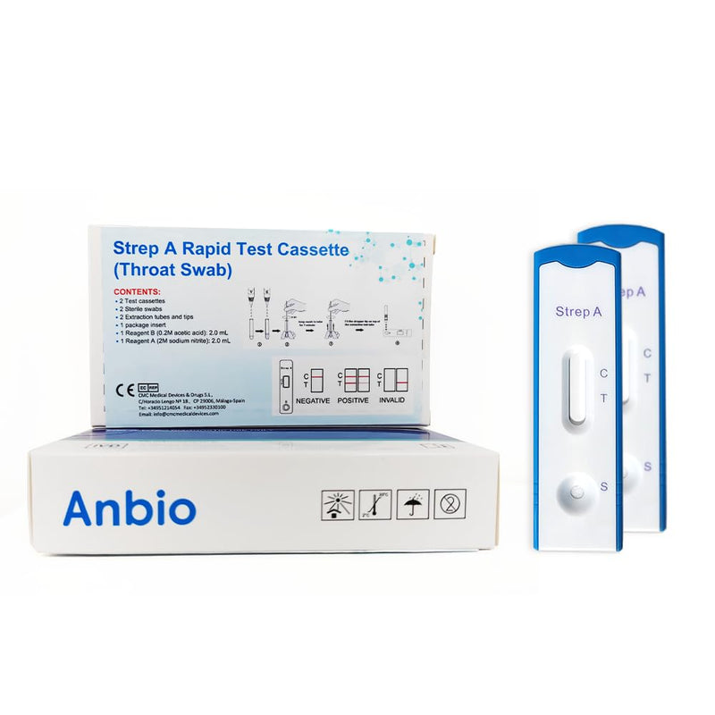 [AUSTRALIA] - Anbio 2 x Strep A Test self-diagnostics - Streptococcal Rapid Test with Throat Swab - Home Test for Detection of Group A Streptococcal Antigen 