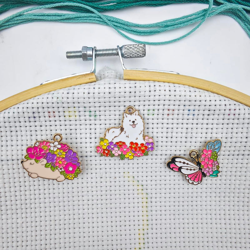 3pcs Flower Animals Themed Needle Minder, Needle Minder Magnetic, Needle Holder for Cross Stitch, Sewing,Enamel and Magnetic - Keep Your Needles Secure
