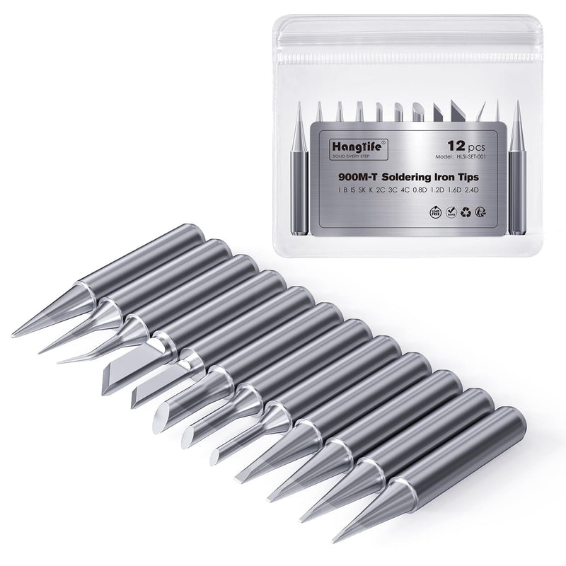 HANGLIFE 900M Soldering Iron Tips for Hakko, Yihua, Atten, Quick, Ryobi, and More Soldering Stations/Guns - Replacement Solder Tips for Welding Equipment & Accessories (12 pcs) Kit 1