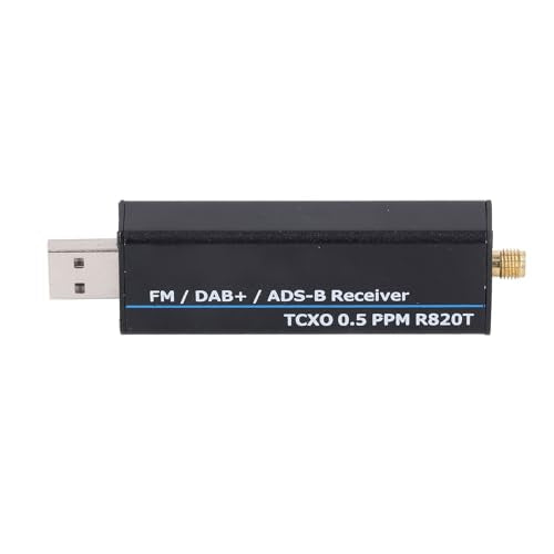 RTL SDR Receiver, 100KHz to 1766MHz RTL2832U R820T2 0.5PPM TCXO Software Defined Radio Receiver with AM, NFM, FM, DSB, USB, LSB, CW Modes, 8-Bit ADC, 50DB Dynamic Range