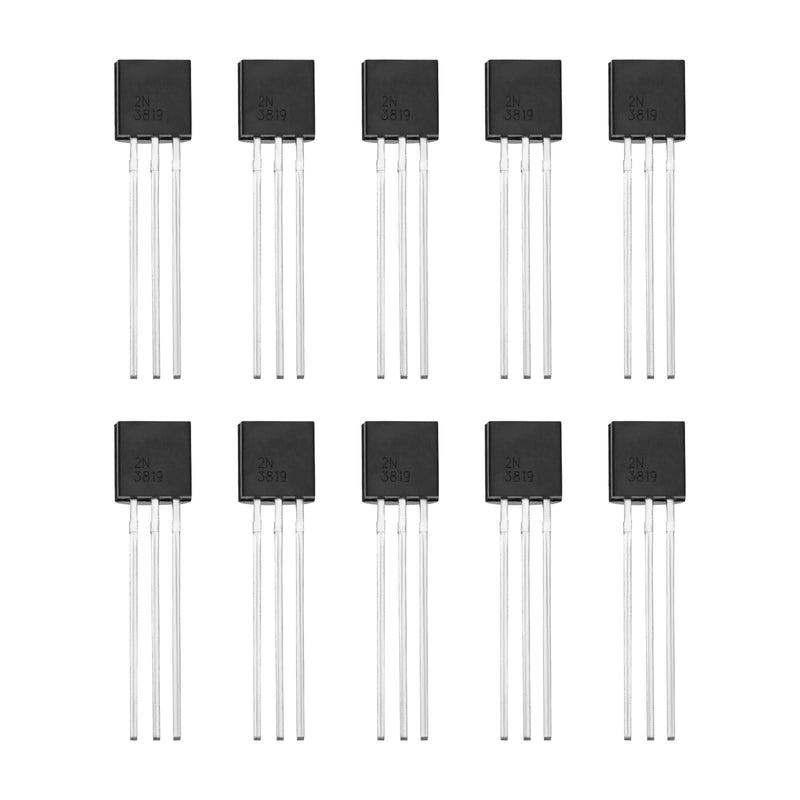 ECSiNG 10pcs N Channel J-FET Transistors DC 25V 100MA 2N3819 J-FET Transistors TO-92 FET Transistors for RF Based Audio Equipment Mixer Applications