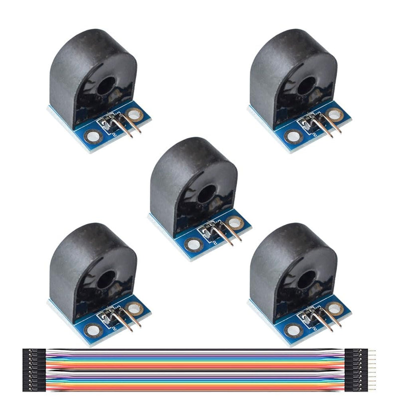 5pcs ZMCT103C 5A Current Sensor Single-Phase Micro Current Transformer Module, AC Active Precision Output Card 5mA Max 3000V Measurement, with Cable, for Arduino
