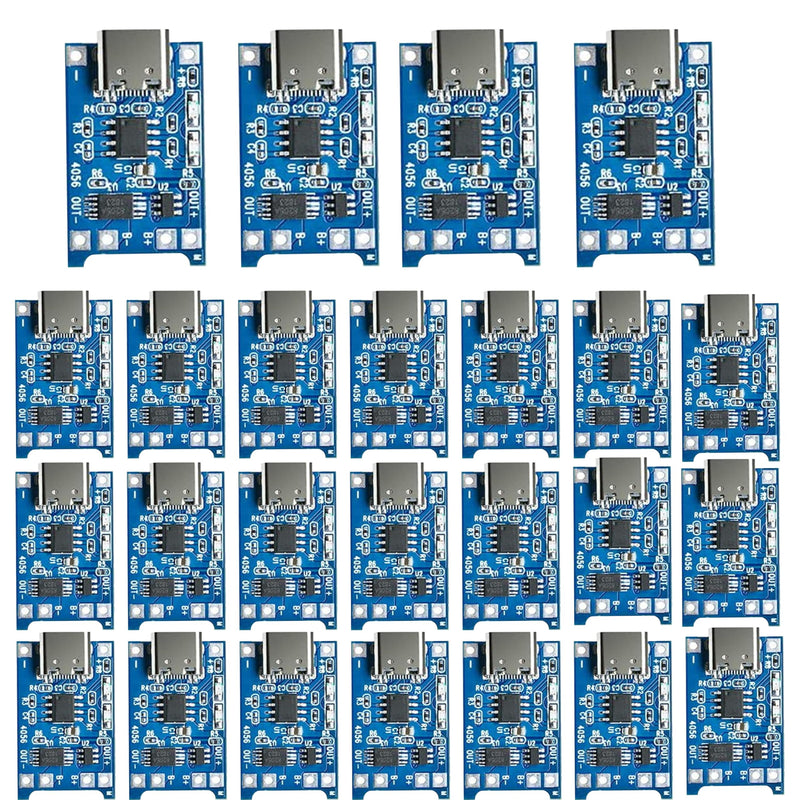 Fastsaw Pack of 25 Micro Input Interface Type-C USB 5V 1A 18650 Lithium Charger Module Charging Card with Double Protection Function